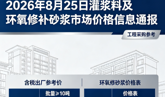 昭平2026年8月25日灌浆料及环氧修补砂浆市场价格信息通报